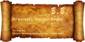 Breznyánszky Bodor névjegykártya